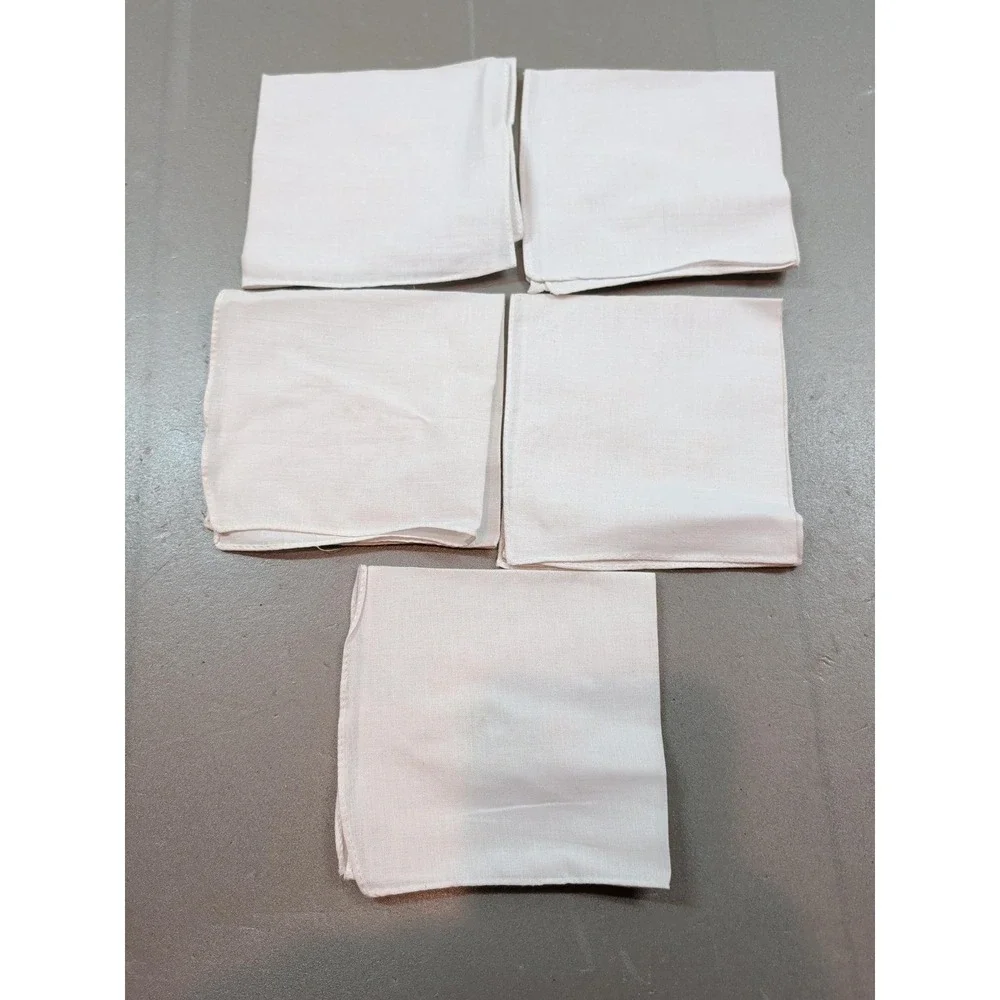 Vintage Embroidered Bird Handkerchiefs Lot of 5 Floral White Cotton Cottagecore